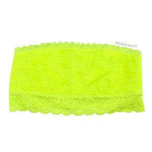 Pink Women's Neon Yellow Sequin Lace Bandeau Bra